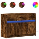  TV-benk med LED røkt eik 91x34x61 cm konstruert tre
