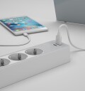 Schneider Electric Unica Extend Grenuttak Jordet, 2Xusb, Hvit/Alu, 1.5 m 3-Veis