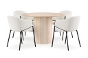 Bark Kopparbo Spisebord 106 cm med 4 Filip Spisestoler   Hvit / Hvit Bouclé