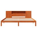  Seng med bokhylle uten madrass voksbrun 180x200 cm heltre furu 8721158613196