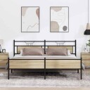Sengeramme i metall uten madrass sonoma eik 193x203 cm