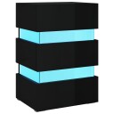 vidaXL LED-nattbord høyglans svart 45x35x67 cm konstruert tre