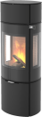 Rais Caro 130 svart vedovn med sideglass og glassdør