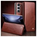 Samsung Galaxy Z Fold5 Qialino Classic Lommebok-deksel I Lær Mørkebrun