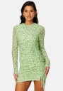 BUBBLEROOM Melandra mesh dress Green / Floral XL