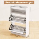 Slankt skoskap med 2 vipperom – hvitt tre