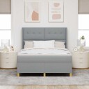  Box Spring Seng med Madrass & LED Lys Lys Grå 140x200 cm Stoff