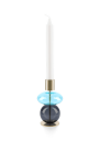 Holmegaard Bubble lysestake 14 cm Blå/Smoke i Glass med Messingbase