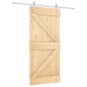 vidaXL Skyvedør Naturlig og Hvit 95 x 210 cm Massiv Furu Tre
