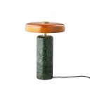 Design by Us Trip oppladbar bordlampe - Moss marmor/Orange blank skjerm