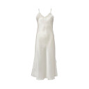 Lady Avenue Pure Silk Long Nightgown With Lace Benhvit silke Large Dame