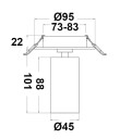 NorDesign D45 Innfelt spot 7W 2700K Hvit (Ral9010) Dimbar