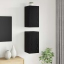  TV enhet Veggmontert 2 pcs Svart eik Konstruert tre