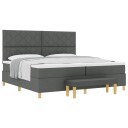  Box Spring seng med madrass & benk mørkegrå 200x200 cm stoff