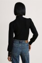Lauren Ralph Lauren Button Trim Mockneck Sweater   Black   S