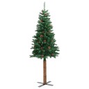 vidaXL Slankt juletre med ekte tre og furukongler grønn 210 cm PVC