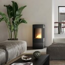 Nexo 140 hvit frittstående biopeis med sideglass og glassdør