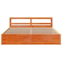  Sengeramme med hodegavl voksbrun 200x200 cm heltre furu 3306332