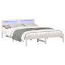  Sengestamme med LED  stripelys Hvit 140 x 200 cm Heltre furu