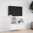  Vegghengt TV-benk med LED hvit 80x31x45 cm 8721102968921