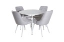 Venture Home Plaza Spisegruppe 100 cm Rund med 4 Velvet Stoler Grå