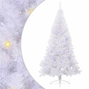 vidaXL Kunstig juletre med 300 LED med stativ Hvit 240 cm PVC og stål
