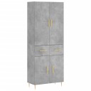 vidaXL Highboard betong grå 69,5x34x180 cm konstruert tre 8720845475635
