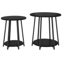  Sidebord 2 stk Sort Eik Bygget Tre og Metall
