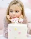 PartyDeco Bursdagslys Katter Hvit/Rosa - 6-pakning
