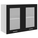 vidaXL Hengende skap glass svart 80x31x60 cm sponplate