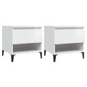  Sidebord 2 stk høyglans hvit 50x46x50 cm konstruert tre 8720845668983