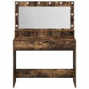  Sminkebord med LED lamper i Røkt Eik 100x41x135 cm