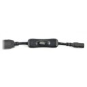 DC adapter med bryter og 4 plugger 5,5/2,1mm