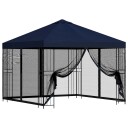 vidaXL Hagepaviljong med sidevegger 3 x 3 m Blå Polyester og stål
