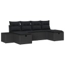 vidaXL Hagesofa Set 6 stk. Svart polyrotting