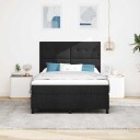  Box Spring Seng med Madrass & LED Svart 140x200 cm Stoff