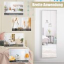 37 x 120 cm speil i full lengde med høydejusterbare hengekroker veggspeil sølv