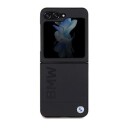 BMW Leather Hot Stamp Dėklas Samsung Galaxy Z Flip 5 - Juodas