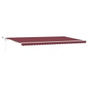 Automatisk uttrekkbar markise med LED burgunder 600x300 cm