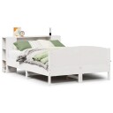  Seng med bokhylle uten madrass hvit 140x200 cm heltre furu 3323066