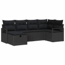 vidaXL Sofa sett 6 stk. Svart polyrotting