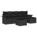 vidaXL Hagesofa Set 6 stk. Svart polyrotting