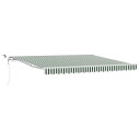 Automatisk Uttrekkbar Markise med LED Grønn og Hvit 400x300 cm  Markise Erstatningsstoff for 4x3 m Ramme Grønn og Hvit