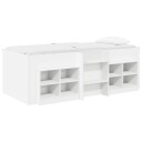  Loft Seng Ramme med Skap med hylle 3 pcs Hvit Konstruert tre