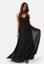 Bubbleroom Occasion Pleated V-neck chiffon gown Black 40