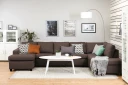 Crazy 5 seters Høyrevendt U formet X Large Sofa med Divan og Sjeselong i Stoff   Brun