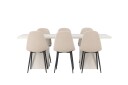 Venture Home Olga Matgruppe 200 cm Rektangulær med 6 Polar Stoler Beige