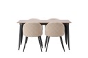 Venture Home Tempe Matgruppe 140 cm Rektangulær med 4 Velvet stoler Beige
