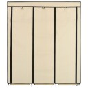 vidaXL Garderobe med skap og stenger kremhvit 150x45x175 cm stoff