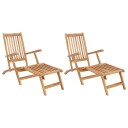 vidaXL Folding Deck Stol 2 pcs Naturlig Massivt Teaktre